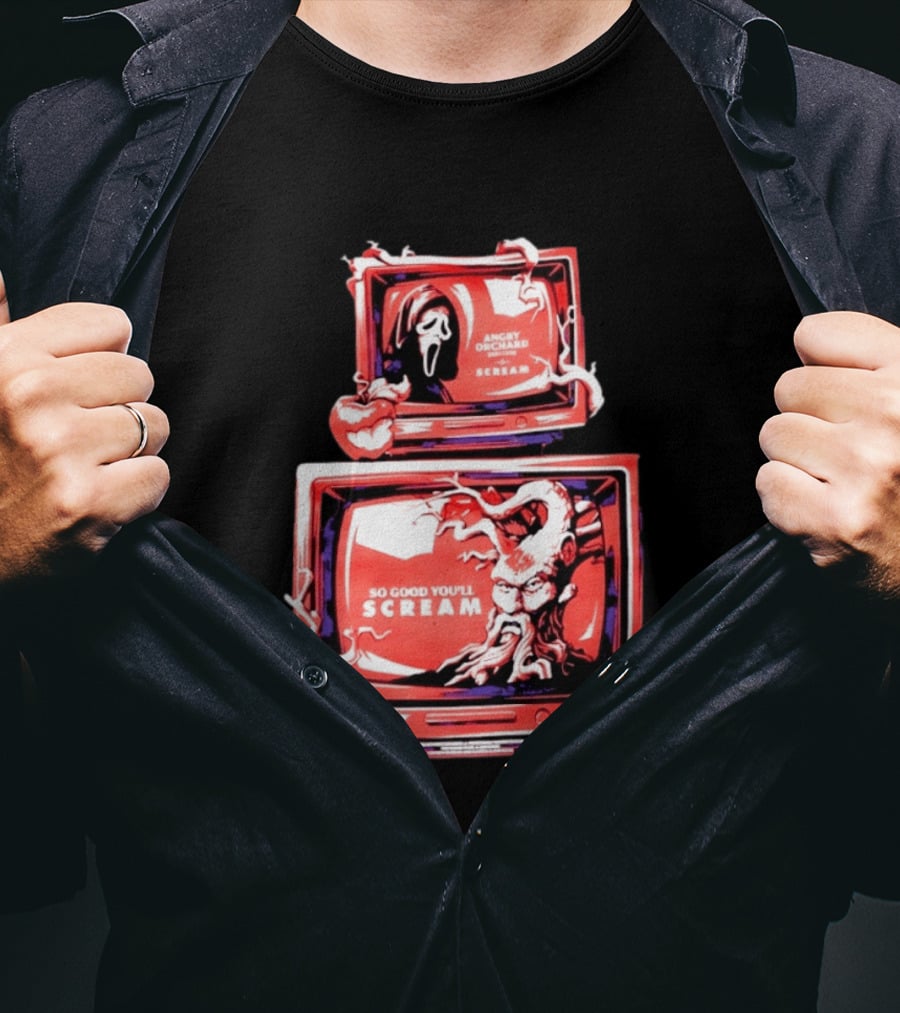 Angry Orchard Hard Cider So Good You'll Scream Retro TV Horror T-Shirt