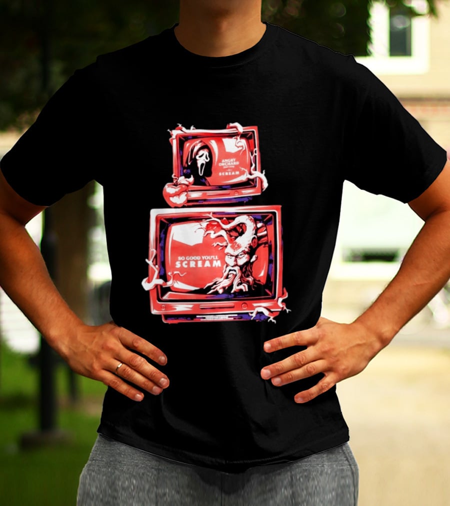Angry Orchard Hard Cider So Good You'll Scream Retro TV Horror T-Shirt