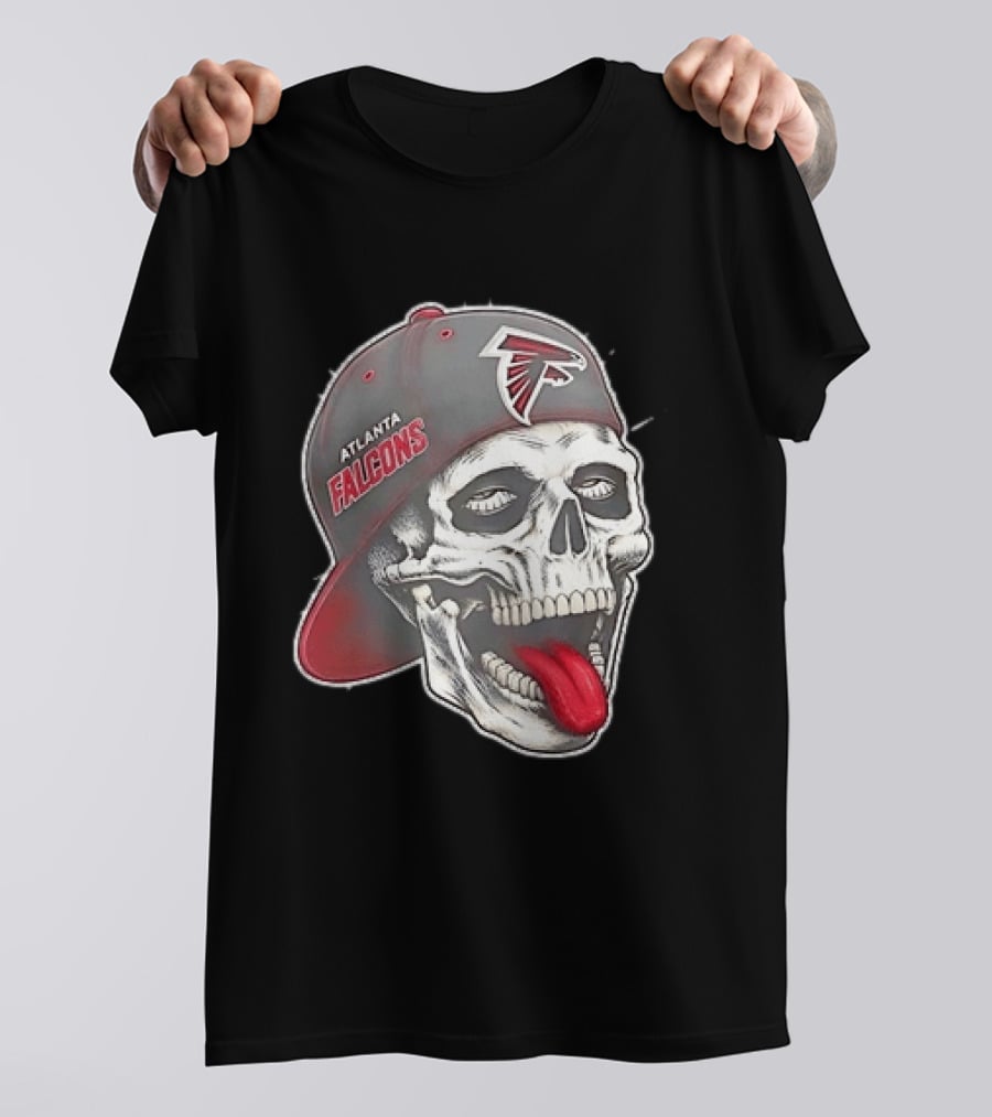 Atlanta Falcons Skull Cap Tongue Out Sports Fan T-Shirt