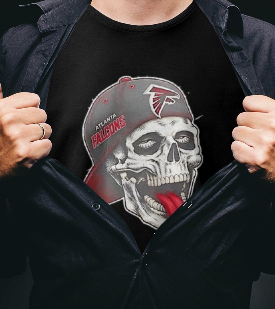 Atlanta Falcons Skull Cap Tongue Out Sports Fan T-Shirt