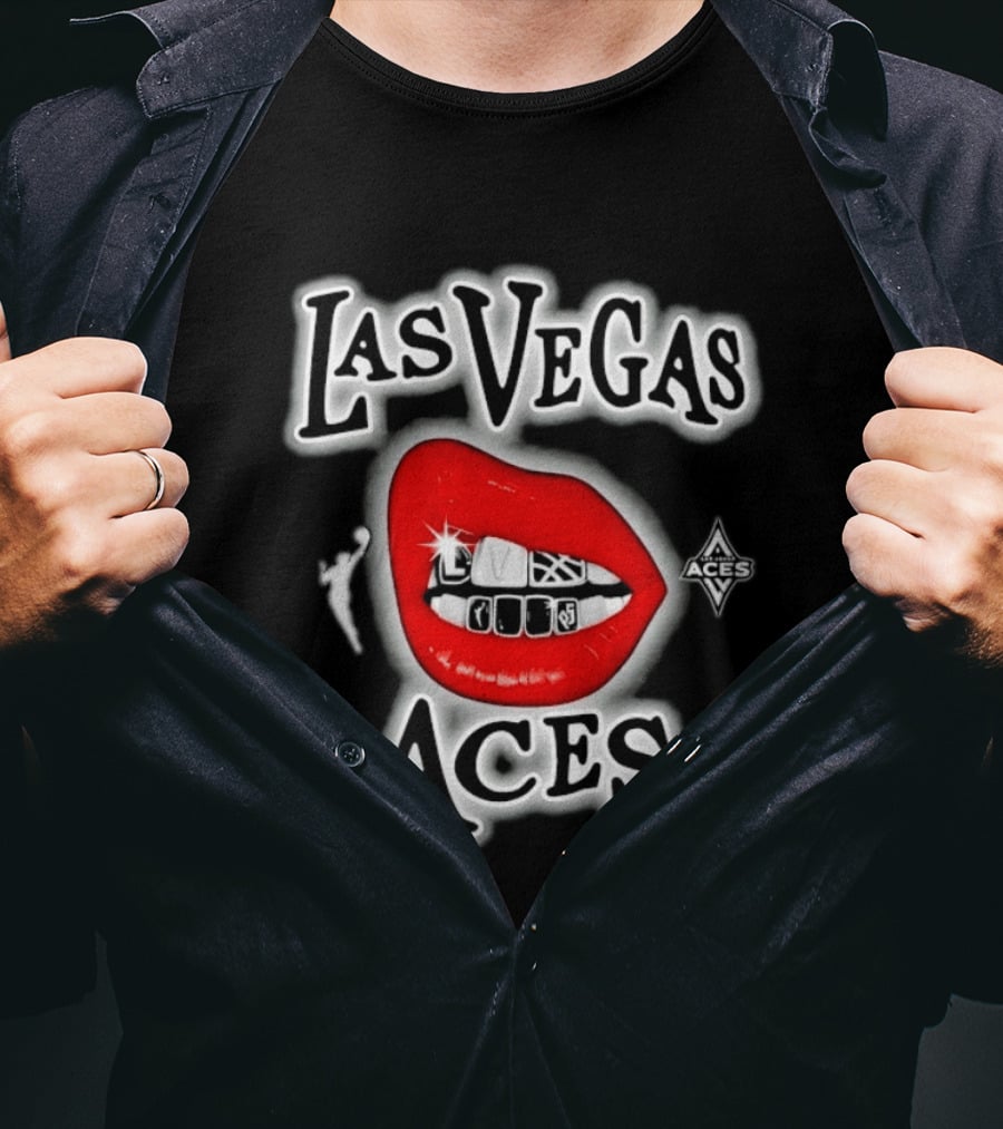 Las Vegas Aces Playa Society Lips WNBA Basketball T-Shirt