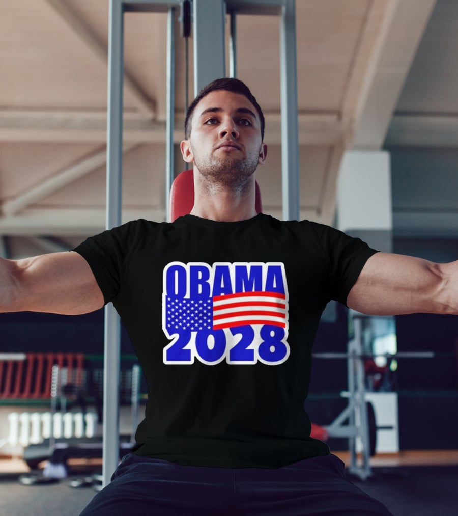 Obama 2028 American Flag Campaign T-Shirt