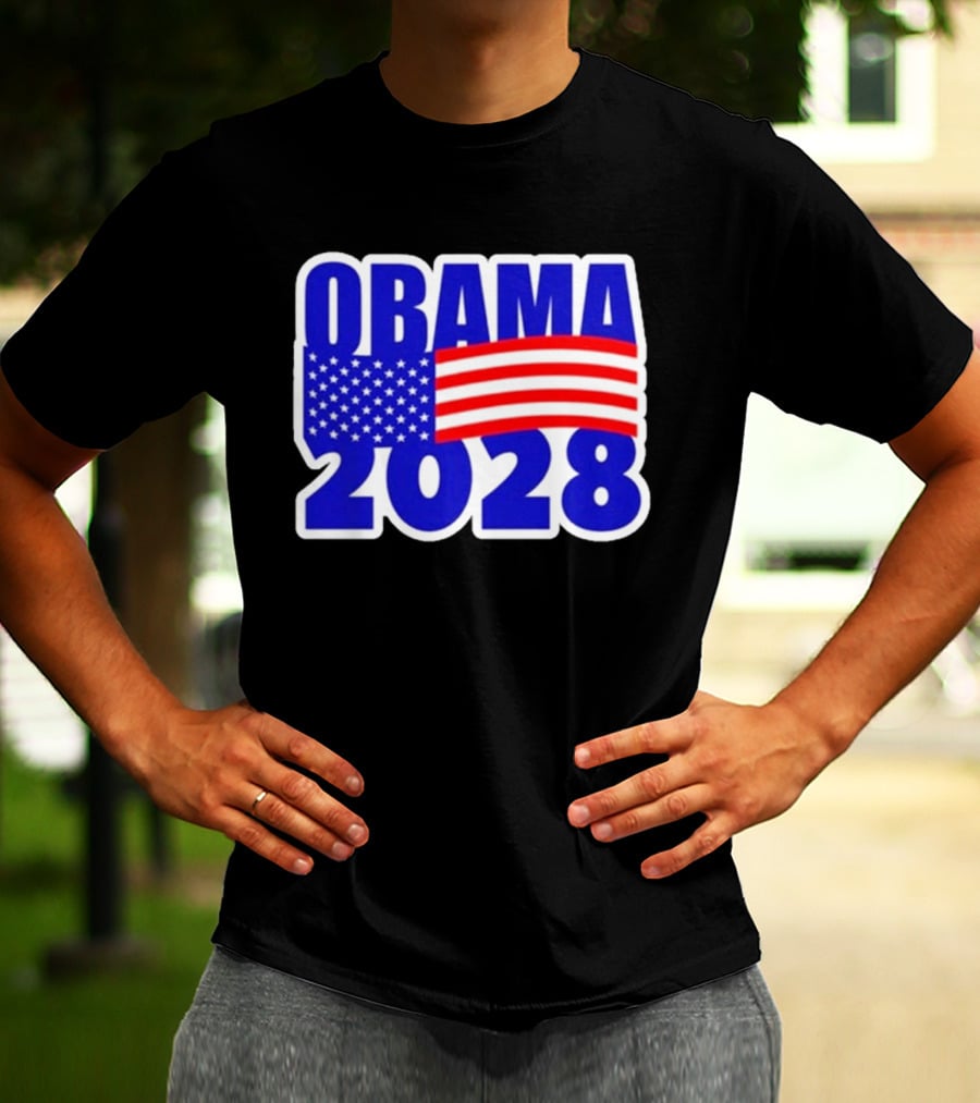 Obama 2028 American Flag Campaign T-Shirt