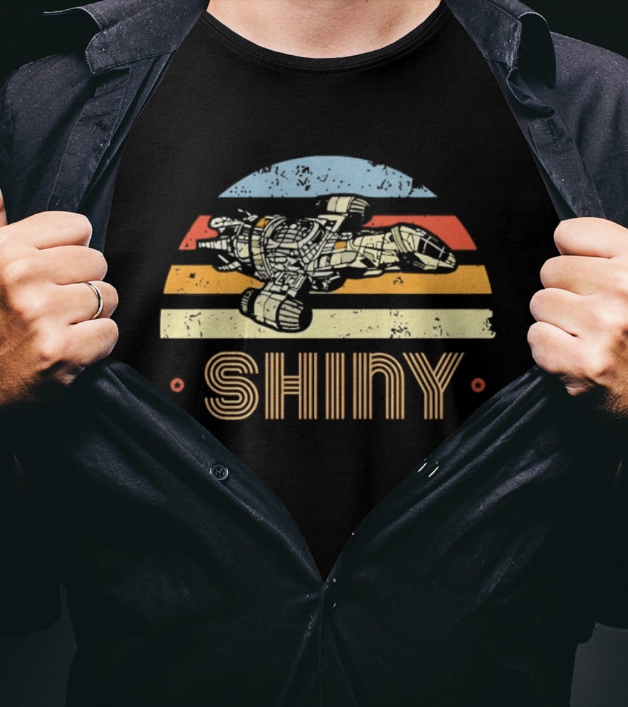 Firefly Serenity Shiny Sci Fi Spaceship Retro Stripes T-Shirt