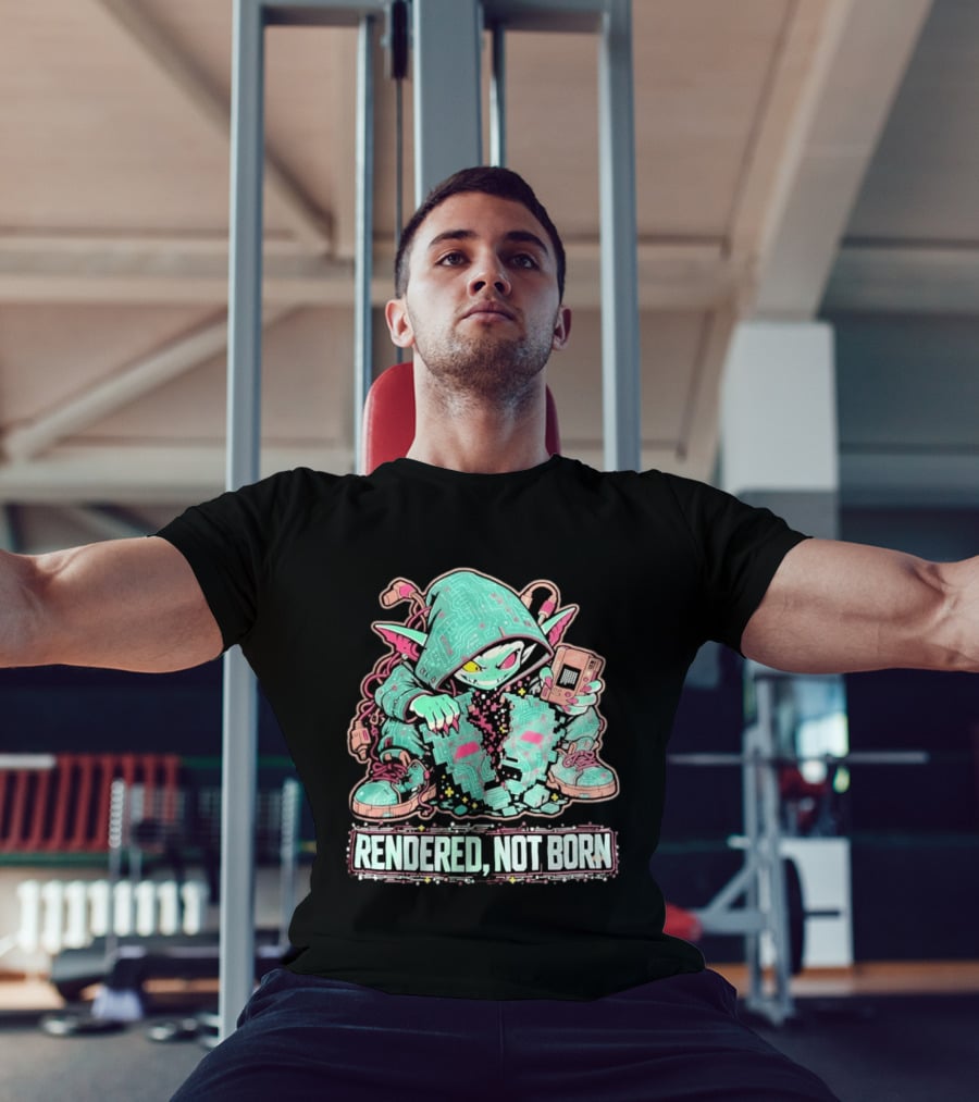 Rendered Not Born Cyber Goblin Gamer Cyberpunk Game Console T-Shirt