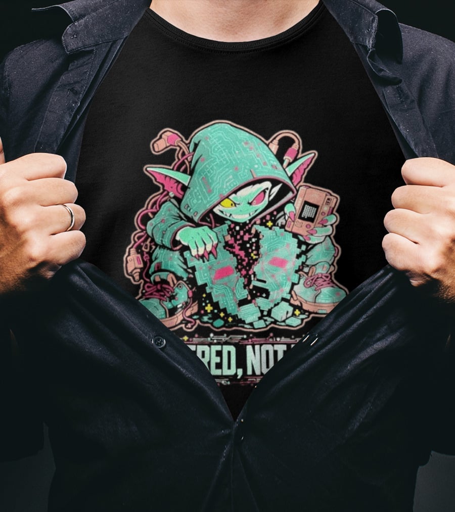 Rendered Not Born Cyber Goblin Gamer Cyberpunk Game Console T-Shirt