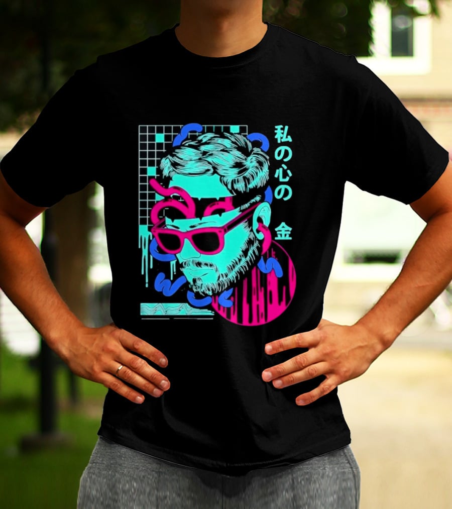 Vaporwave Aesthetic Japanese Text My Heart's Money Neon T-Shirt