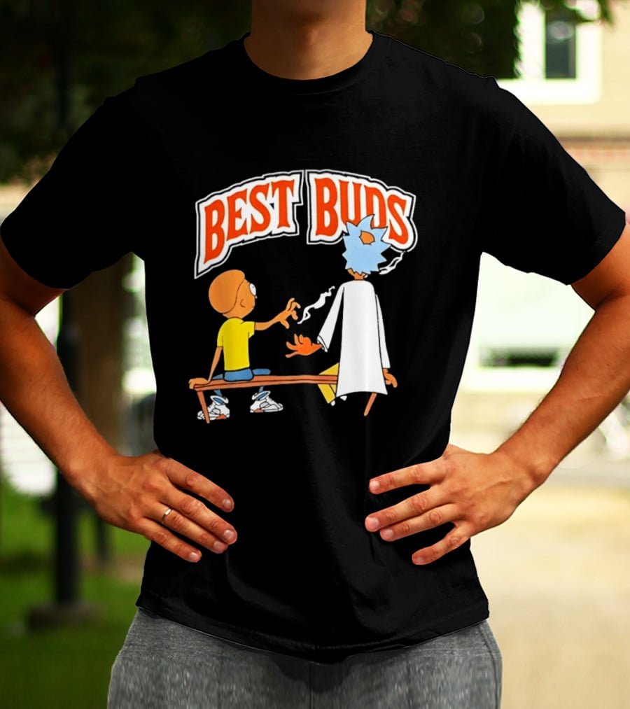 Rick And Morty Best Buds Adult Swim Cartoon Smoking Bench Scene T-Shirt