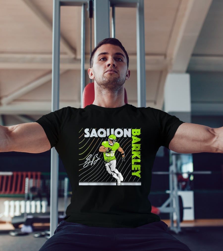 Saquon Barkley 26 Running Back Neon Green Philadelphia Eagles T-Shirt