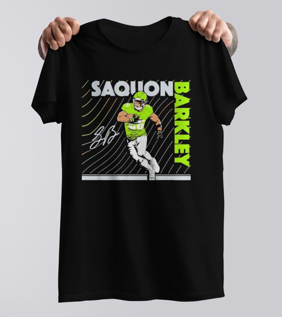 Saquon Barkley 26 Running Back Neon Green Philadelphia Eagles T-Shirt