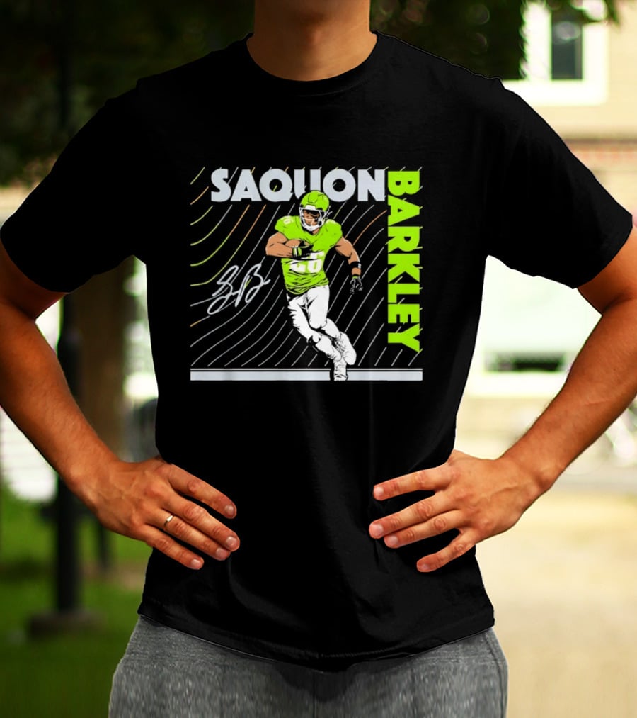 Saquon Barkley 26 Running Back Neon Green Philadelphia Eagles T-Shirt