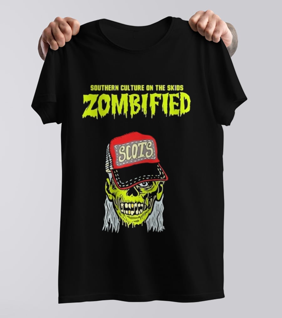 Southern Culture On The Skids Zombified Scots Skeleton With Red Cap T-Shirt