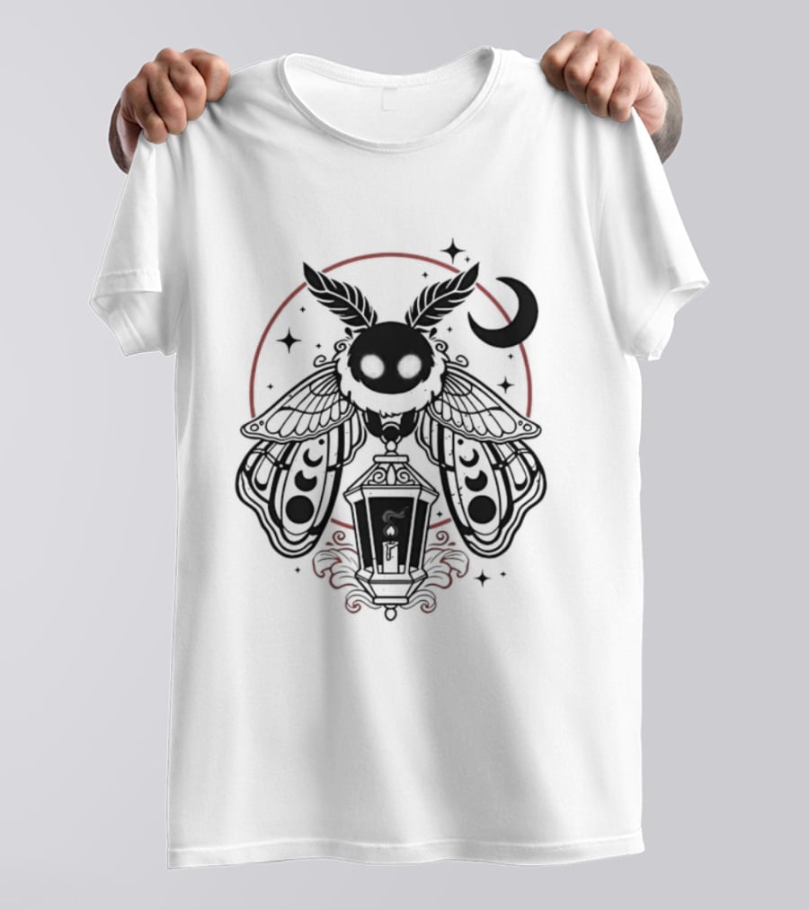 Moth Lantern Moon Occult Gothic Mystical Symbolism T-Shirt