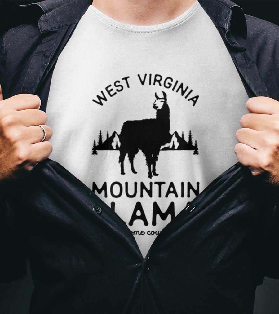 West Virginia Mountain Llama Take Me Home Country Road T-Shirt