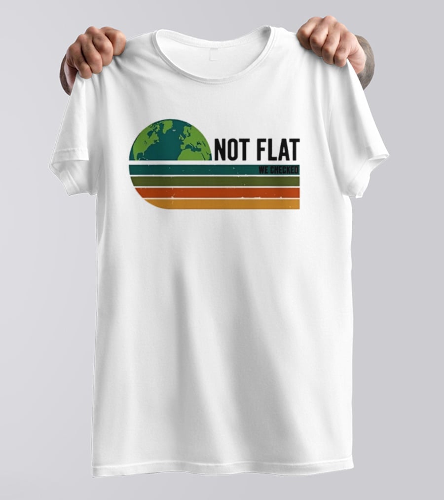 Not Flat We Checked Earth Globe Retro Stripes T-Shirt