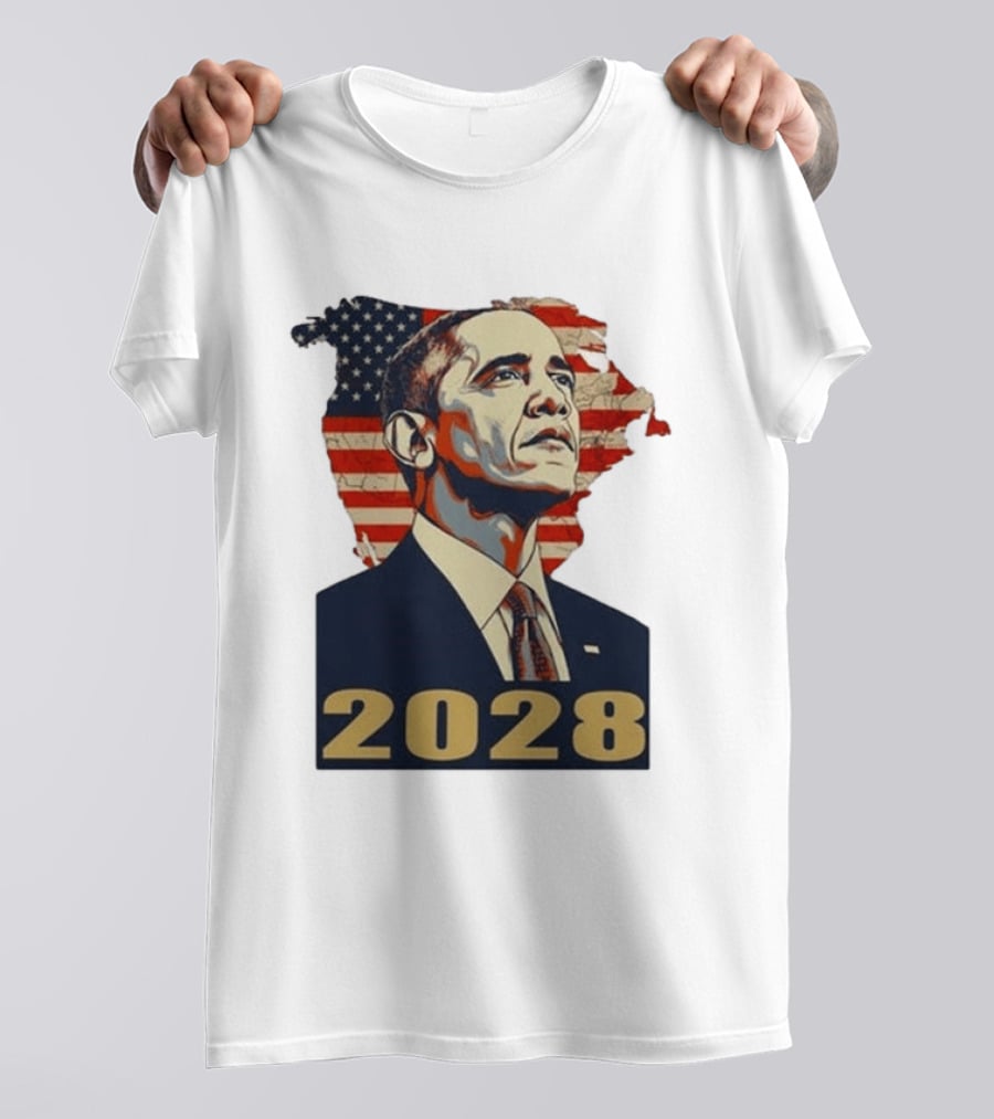 Obama 2028 With American Flag T-Shirt