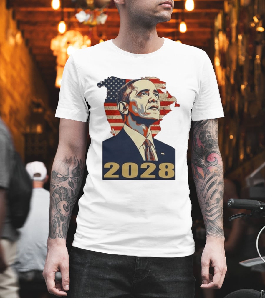 Obama 2028 With American Flag T-Shirt