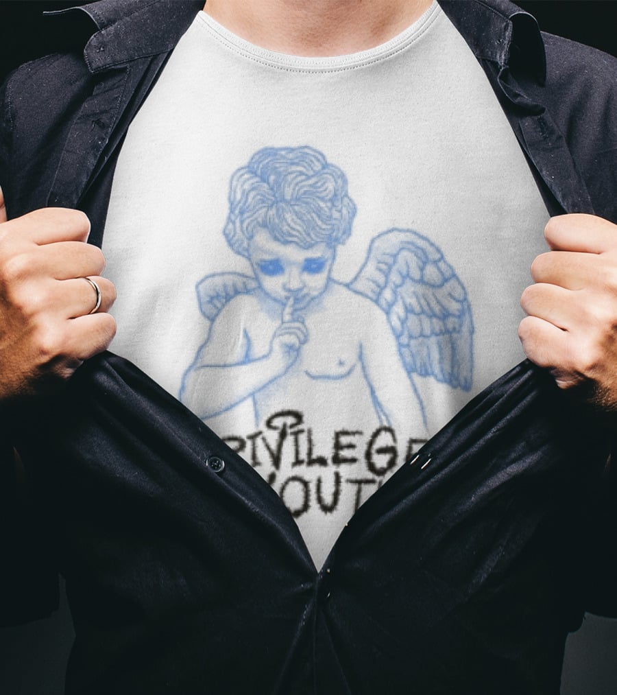 Privileged Youth Angel Blue Winged Figure Cream Color T-Shirt