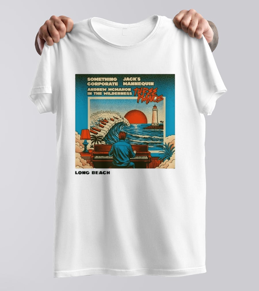 Andrew McMahon Three Pianos Long Beach Concert T-Shirt