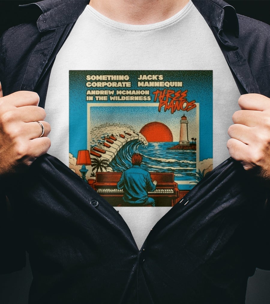 Andrew McMahon Three Pianos Long Beach Concert T-Shirt