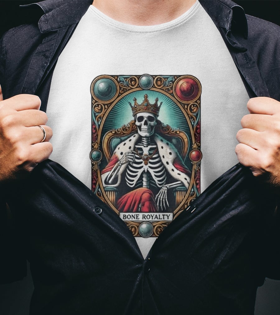 Bone Royalty Gothic Skeleton King Tarot T-Shirt