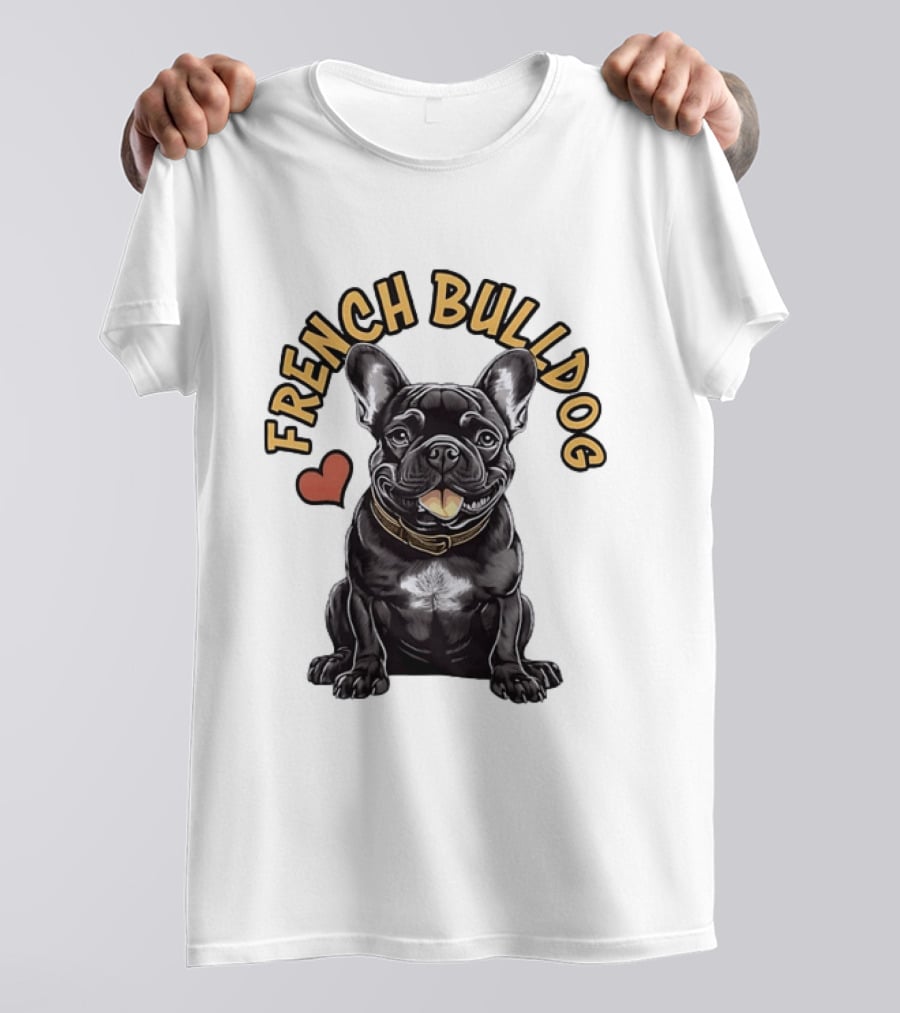 French Bulldog With Heart Frenchie Dog Lover T-Shirt