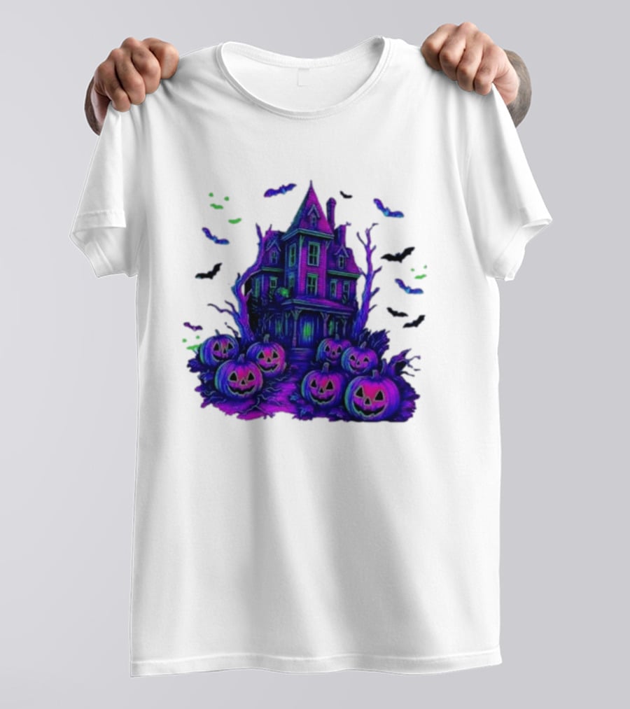 Halloween Bats Haunted House T-Shirt