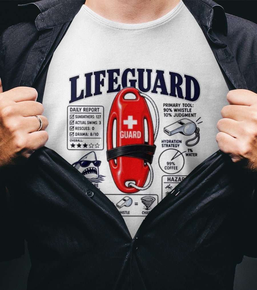 Lifeguard Daily Report Coffee And Whistle Chaos T-Shirt