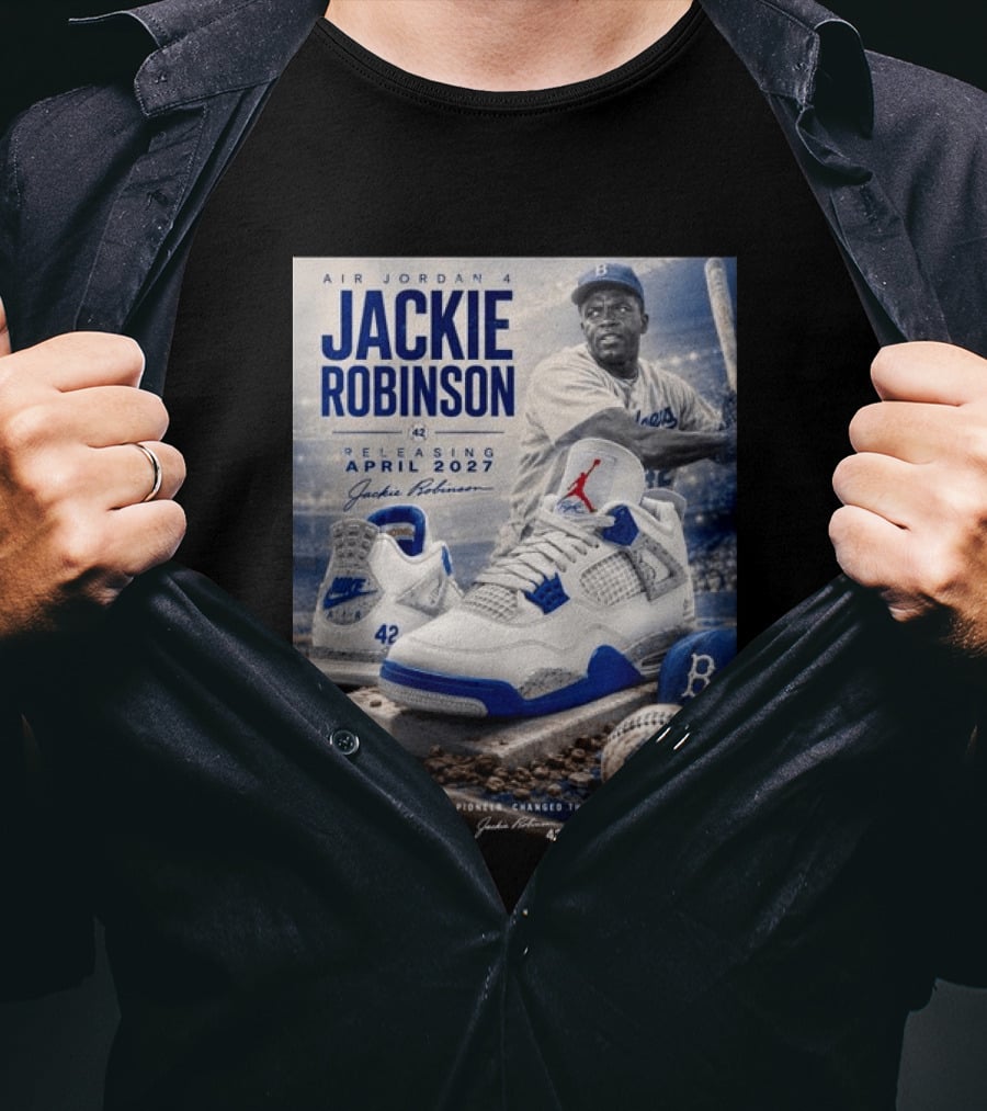 Air Jordan 4 Jackie Robinson April 2027 Release Baseball Legend 42 Nike Dodgers T-Shirt