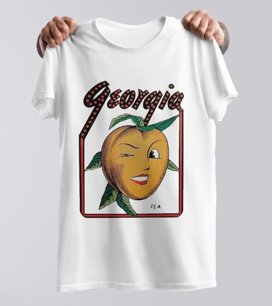 Georgia Peach Vintage Winking Icon Savannah Macon Atlanta Augusta 1950's T-Shirt