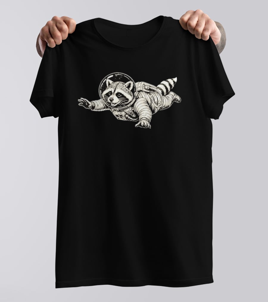 Astronaut Raccoon Floating In Space Galaxy Adventure T-Shirt