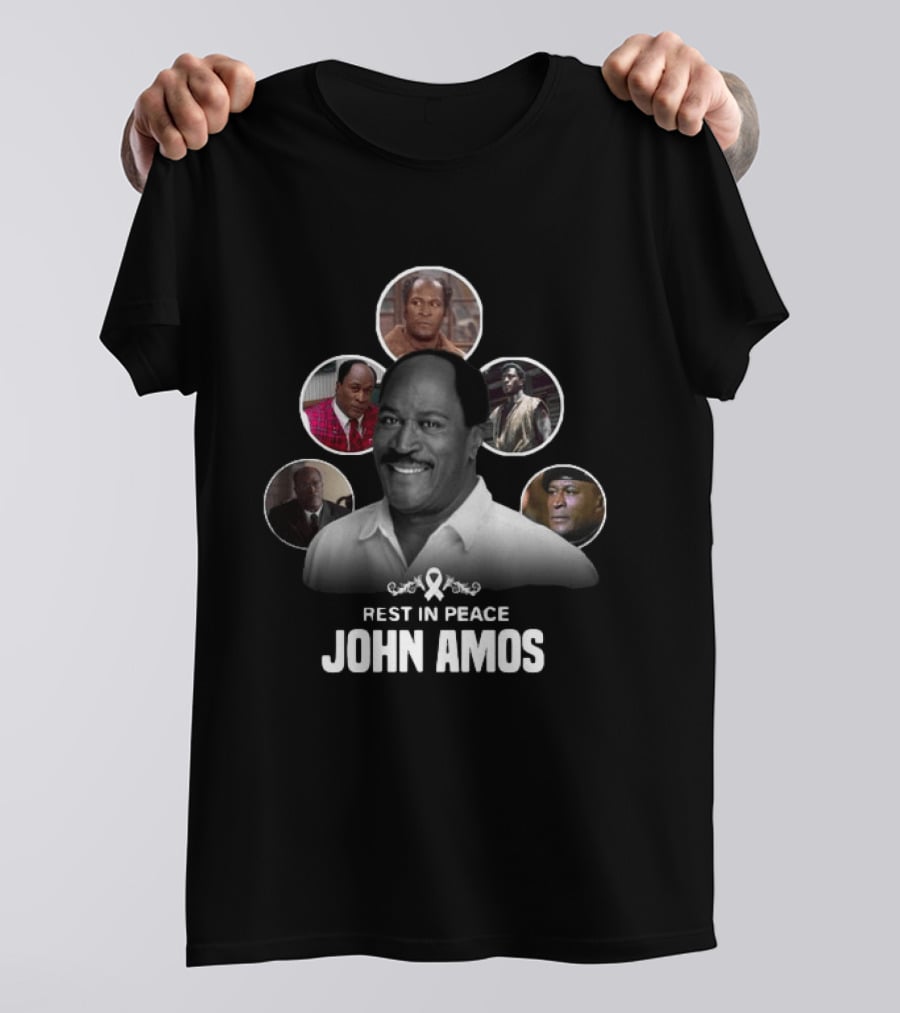 Rest In Peace John Amos Ribbon Tribute With Iconic Role Images T-Shirt