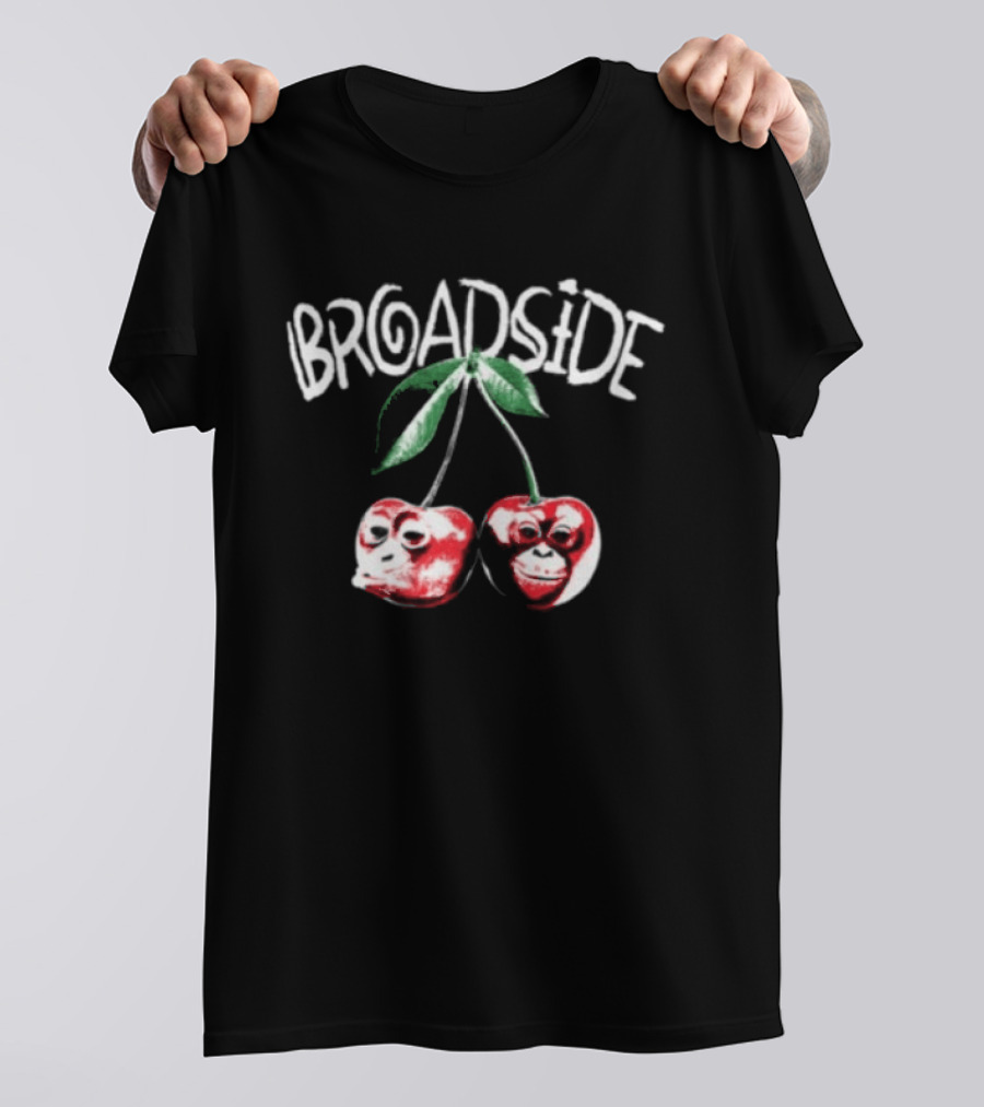 Broadside Chimpy Red Cherry Graphics With Green Leaves T-Shirt