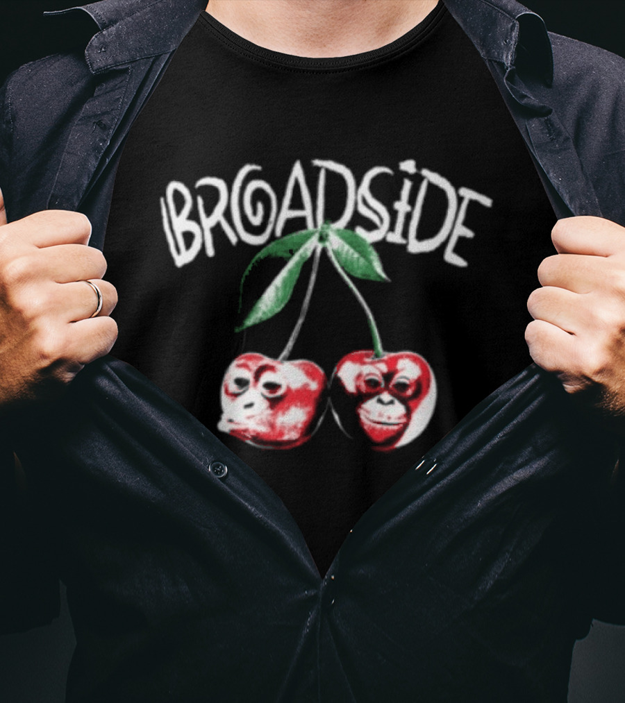 Broadside Chimpy Red Cherry Graphics With Green Leaves T-Shirt