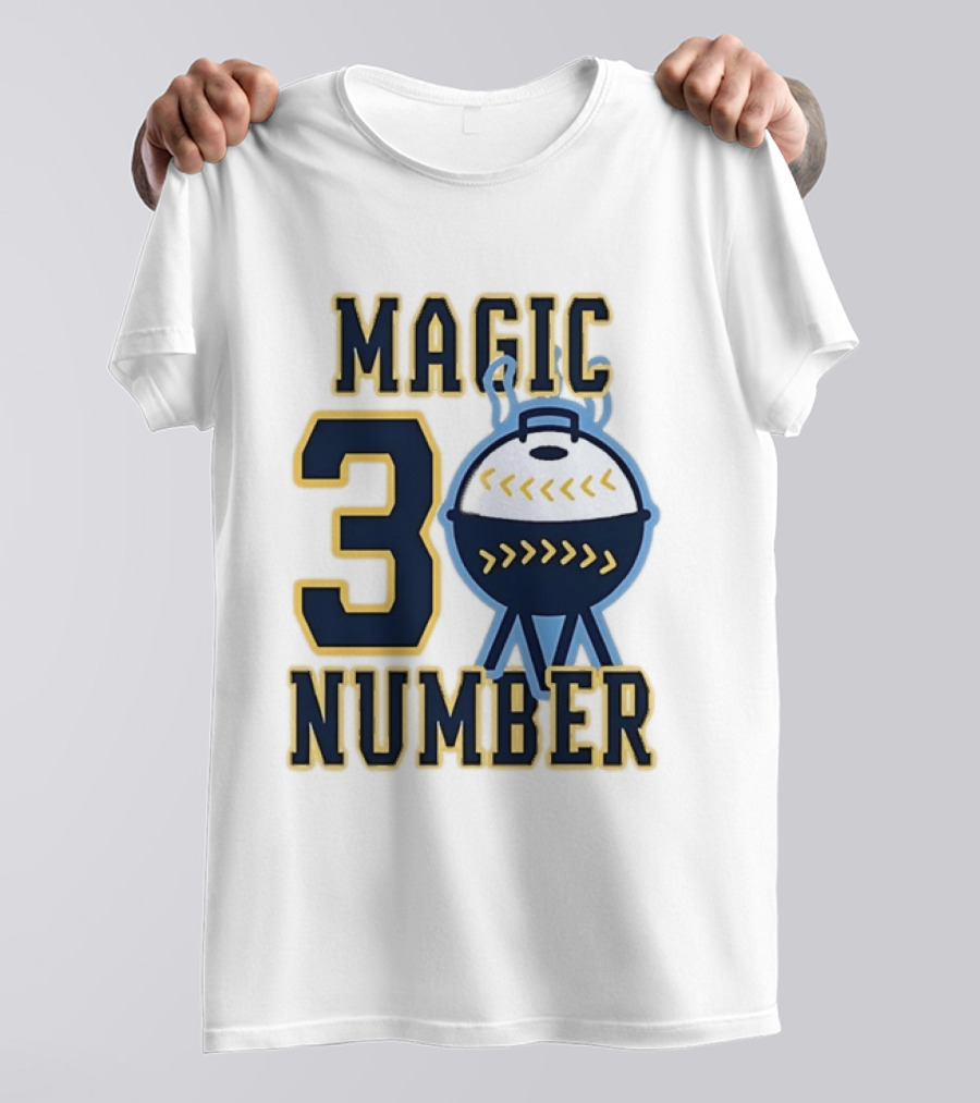 Milwaukee Brewers Magic Number 3 Baseball Grill Sports T-Shirt