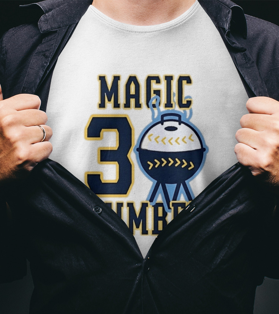 Milwaukee Brewers Magic Number 3 Baseball Grill Sports T-Shirt