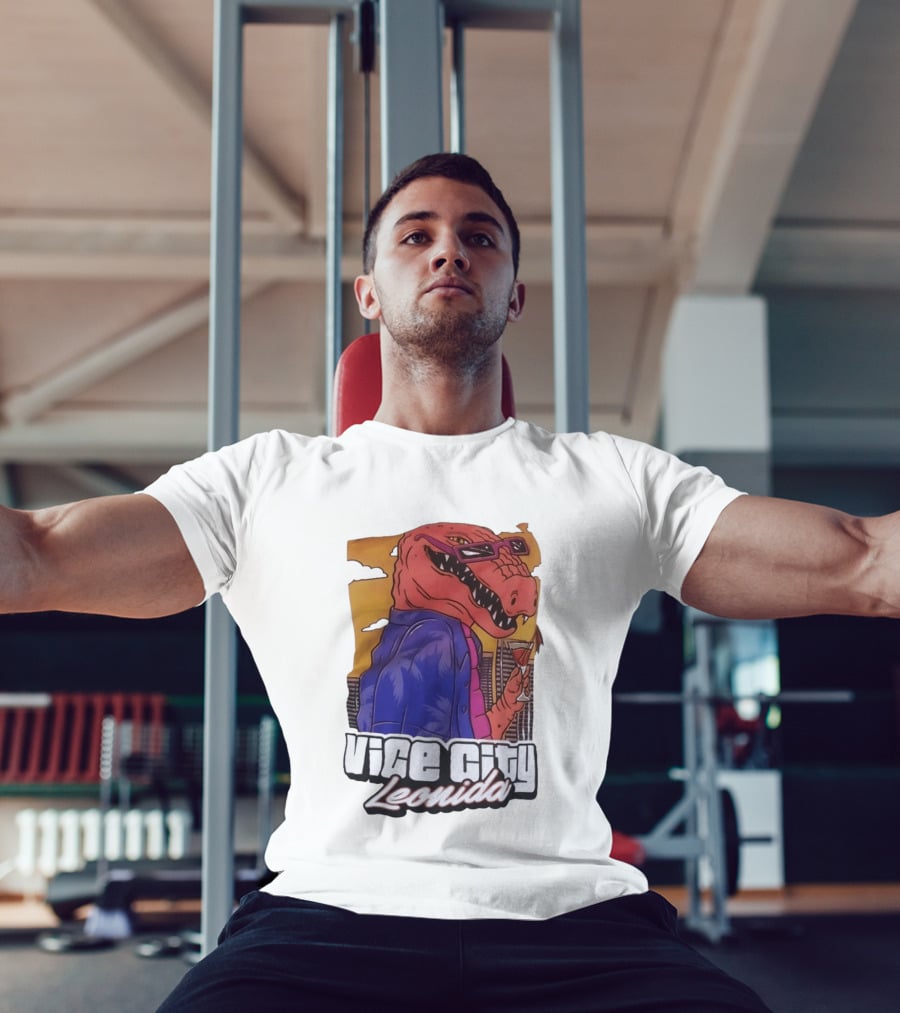 Vice City Leonida Rex Dinosaur Gaming Retro Vibes T-Shirt