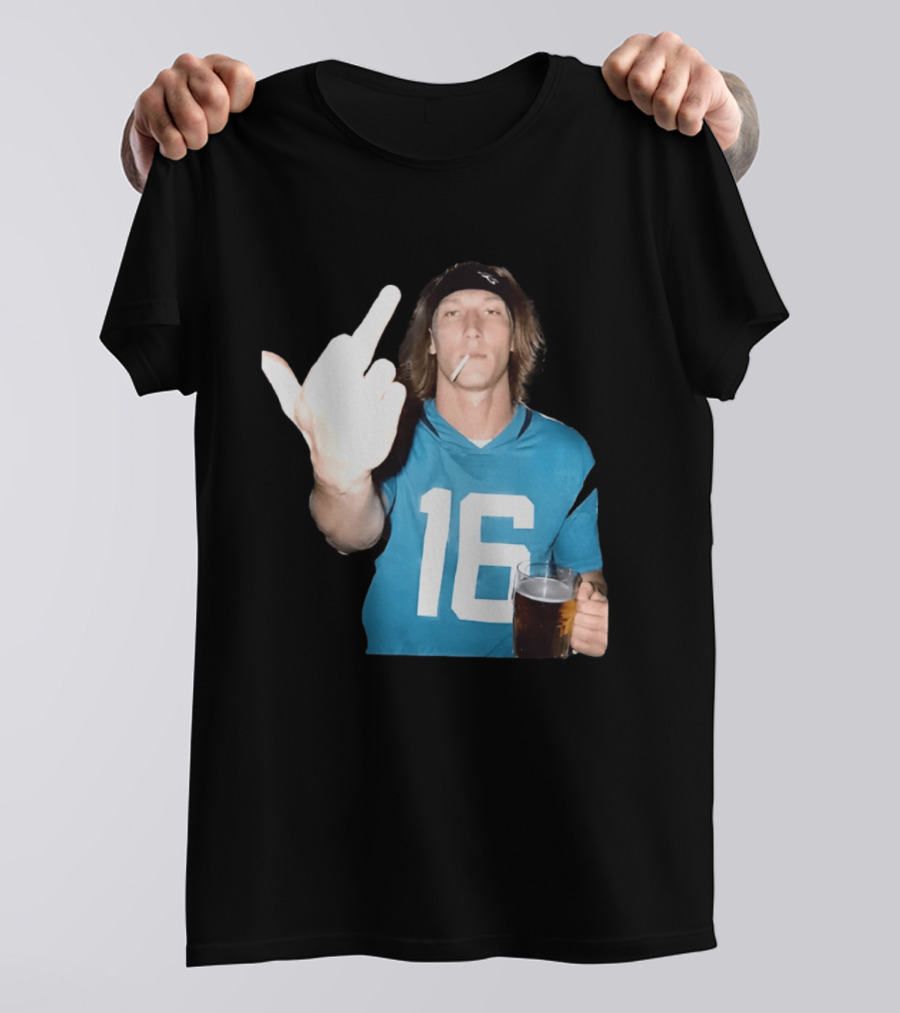 Trevor Lawrence Jersey 16 Middle Finger Beer Cigarette Jacksonville Jaguars T-Shirt