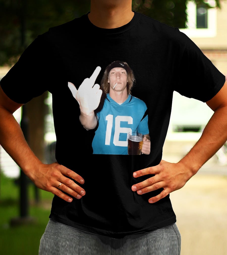Trevor Lawrence Jersey 16 Middle Finger Beer Cigarette Jacksonville Jaguars T-Shirt