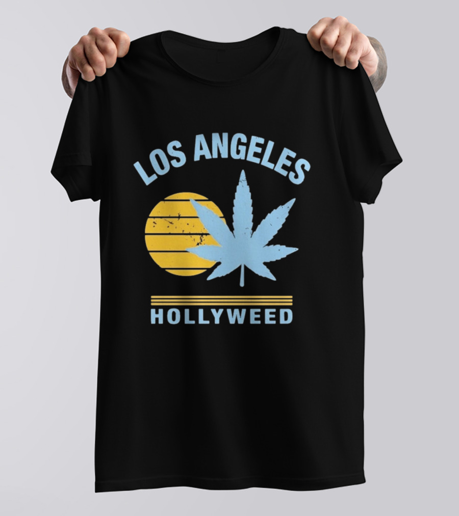 Los Angeles Hollyweed Cannabis Leaf Sunburst T-Shirt