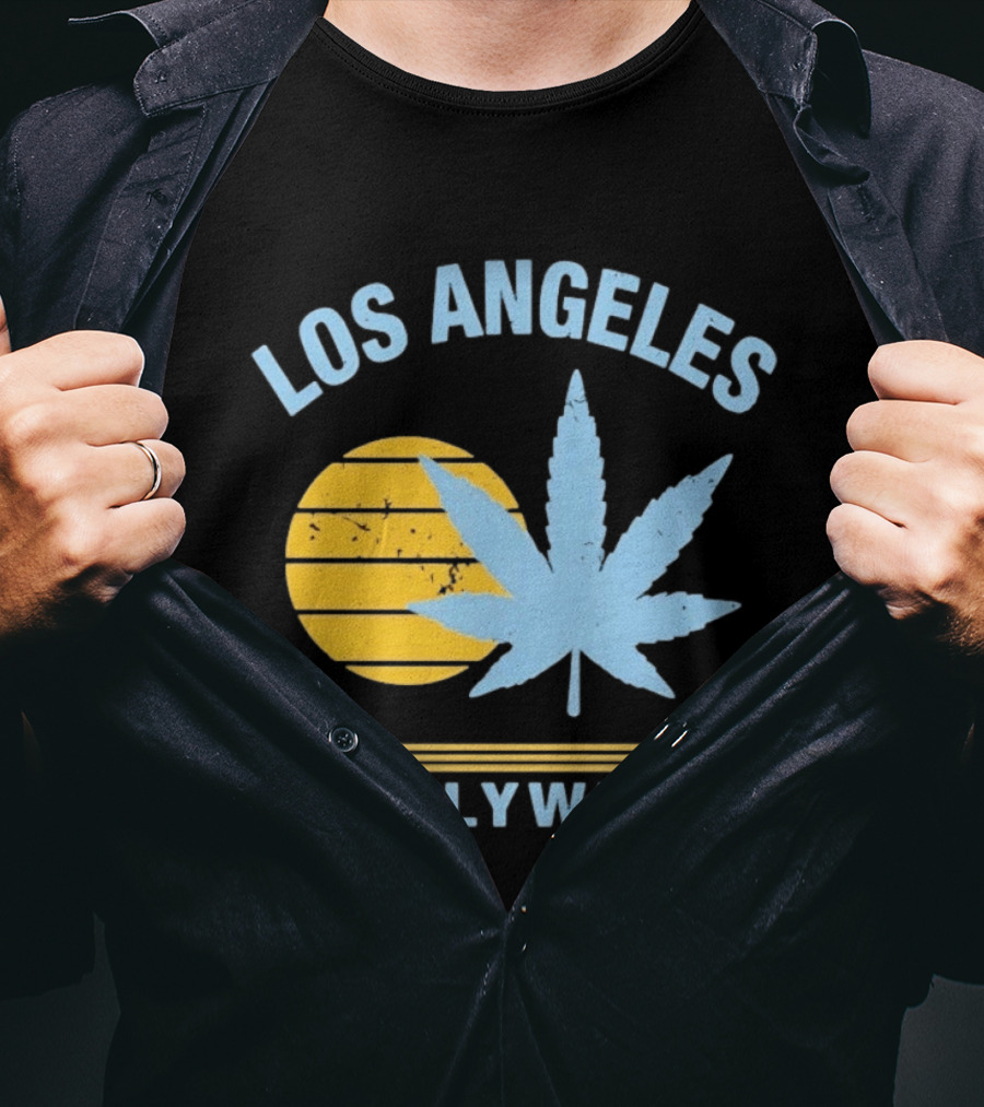 Los Angeles Hollyweed Cannabis Leaf Sunburst T-Shirt