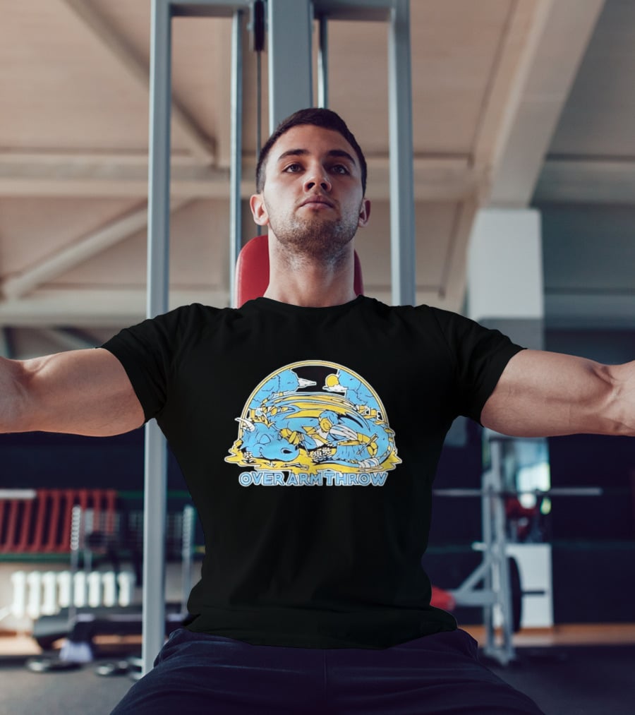 Over Arm Throw Cartoon Sleeping Blue Dragon Under Moonlit Sky T-Shirt