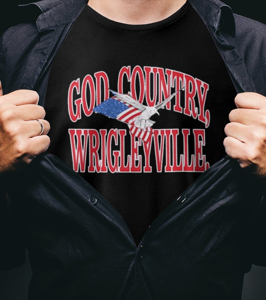 God Country Wrigleyville Chicago Cubs Patriotic American Flag T-Shirt