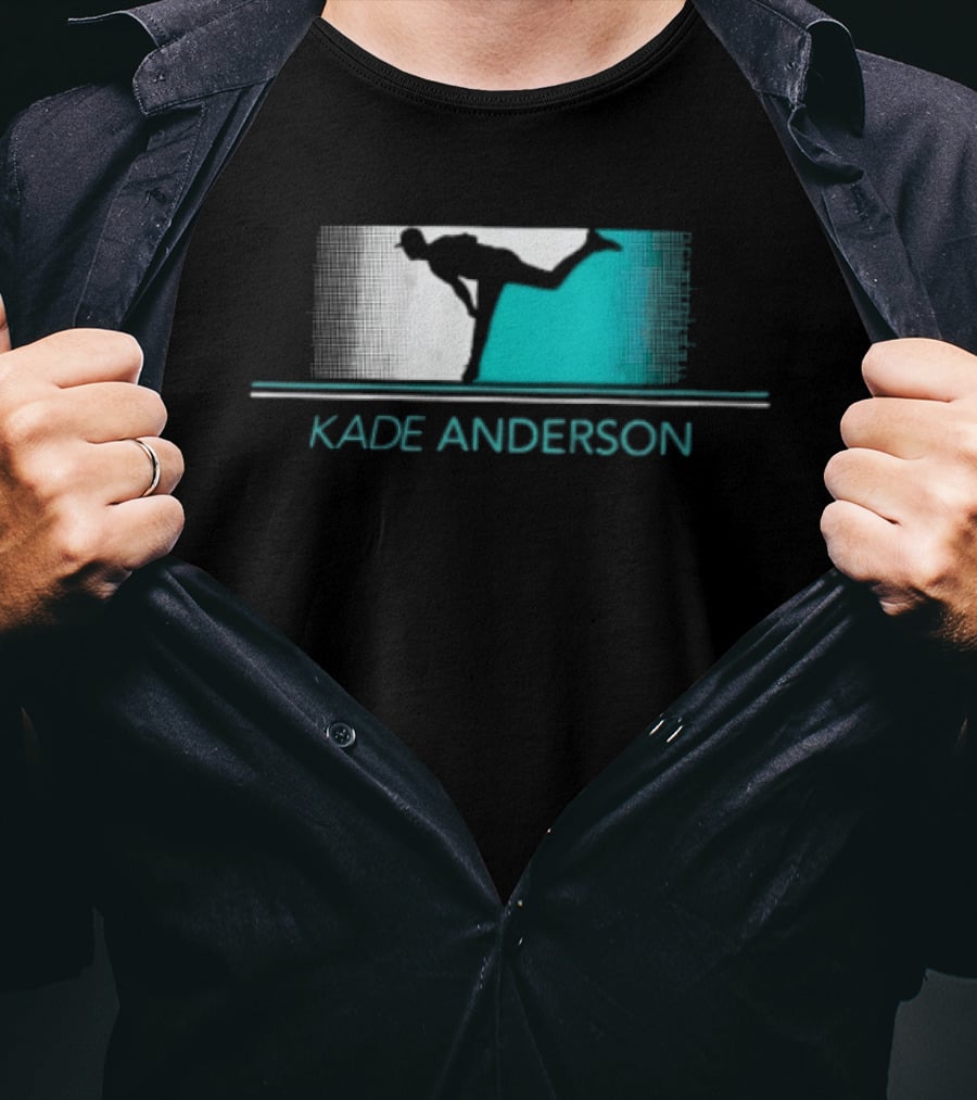Kade Anderson Baseball Pitcher Halftone Teal T-Shirt