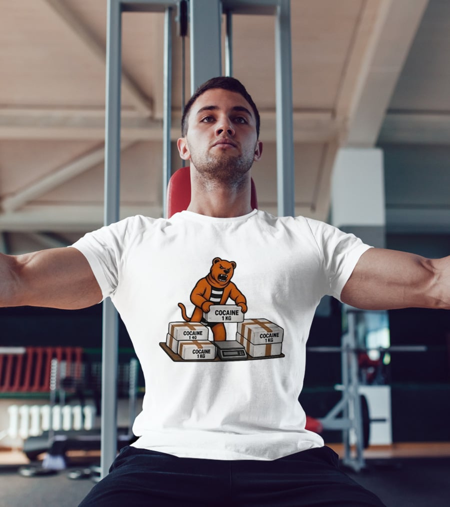 Angry Bear Holding Cocaine 1KG Bricks Meme T-Shirt
