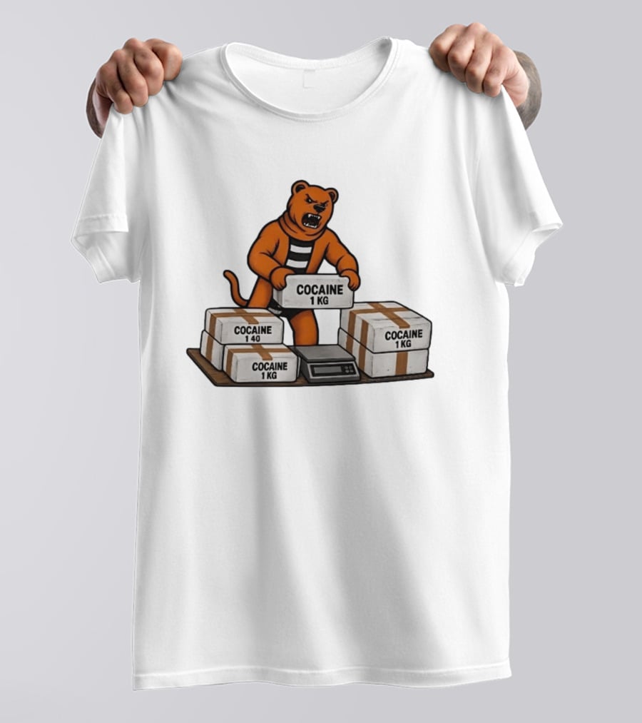 Angry Bear Holding Cocaine 1KG Bricks Meme T-Shirt