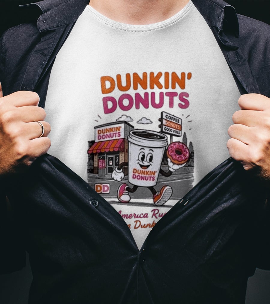 Dunkin' Donuts Coffee Good Vibes America Runs On Dunkin T-Shirt