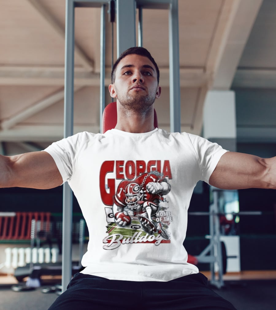 Georgia Bulldogs Football Cartoon Running Home Of The Bulldogs T-Shirt