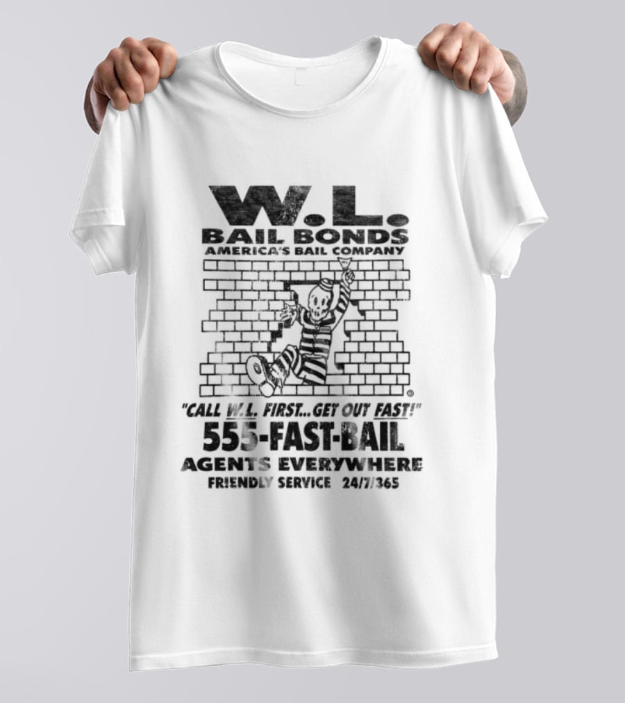 Warren Lotas W.L. Bail Bonds Off White Will Fix Your Bail Fast 535 FAST BAIL And Collect Records T-Shirt