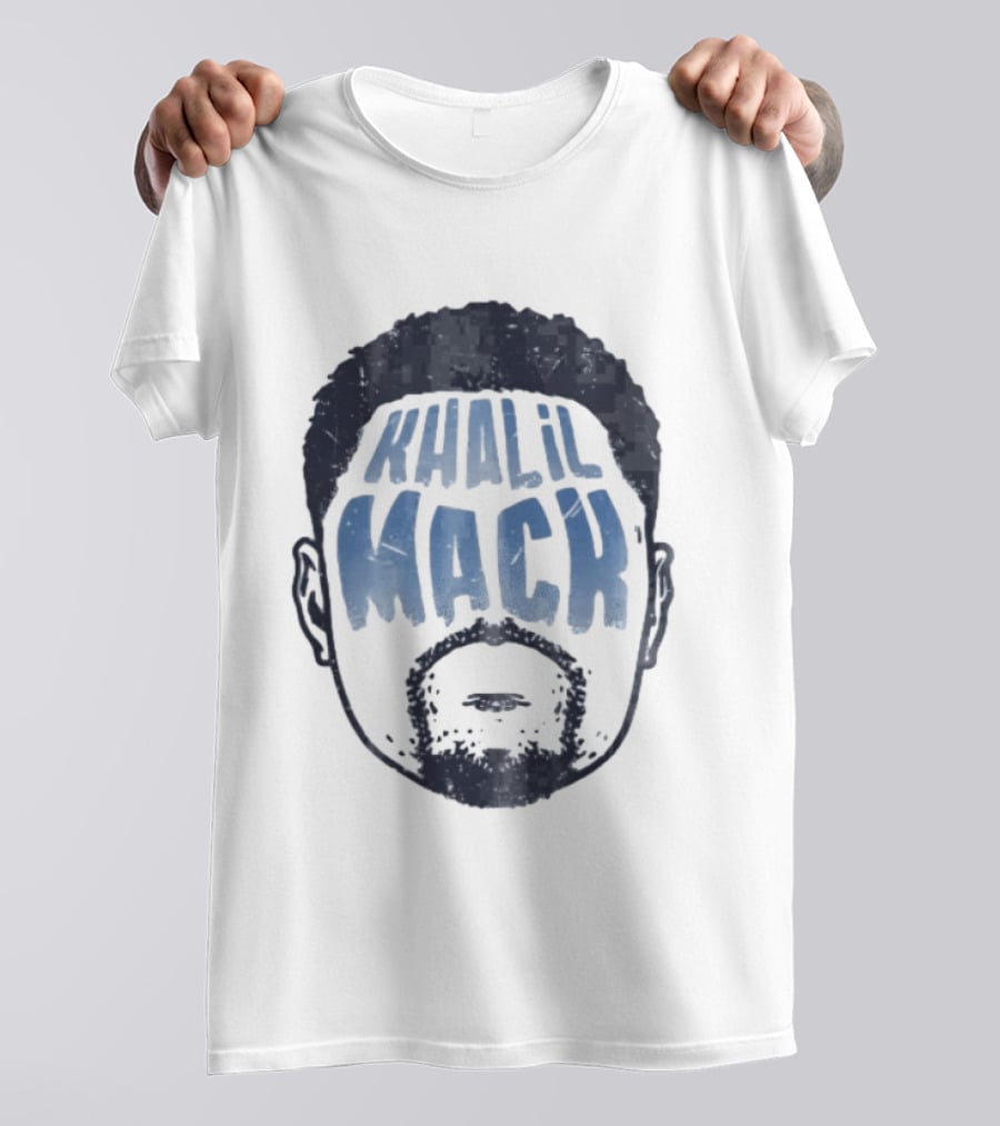 Khalil Mack Bearded Face Blue Distressed T-Shirt